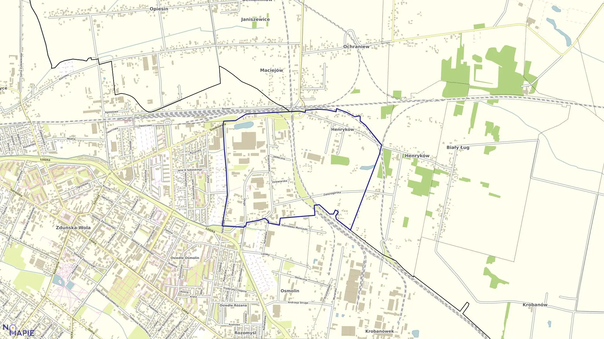 Mapa obrębu PIĄTY w mieście Zduńska Wola